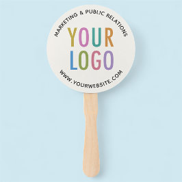 ベージュ色カスタム紙ロゴ付きスティックのファン ハンドファン