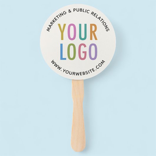 ベージュ色カスタム紙ロゴ付きスティックのファン ハンドファン