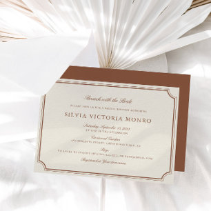 ベージュ色クラシックブルンチウィズザブライドブライダルシャワー 招待状