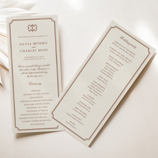 ベージュ色クラシックモノーガムブラウン結婚クレストプログラム