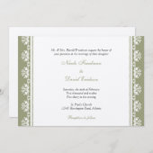 ベージュ色グリーンの映画縁どを飾った特別結婚式 招待状 (正面/裏面)