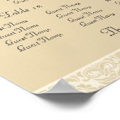 ベージュ色ダマスコウェディング披露宴シーティングチャート ポスター (角)