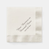 ベージュ色パーソナライズされたナプキン 縁ありカクテルナプキン (正面)