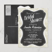 ベージュ色ペイズリー;フローラ;ヴィンテージシャルボード インビテーションポストカード (正面/裏面)