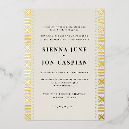 ベージュ色ボホムドク縁どロ 箔招待状