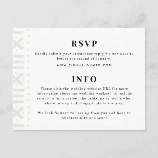 ベージュ色ボホ縁どムック結婚ス エンクロージャーカード (正面)