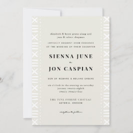 ベージュ色ボホ縁どムック結婚ス 招待状