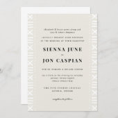 ベージュ色ボホ縁どムック結婚ス 招待状 (正面/裏面)