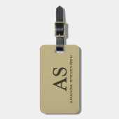 ベージュ色ユニークベージュカラーモノグラムラゲージタグ ラゲッジタグ (正面縦)