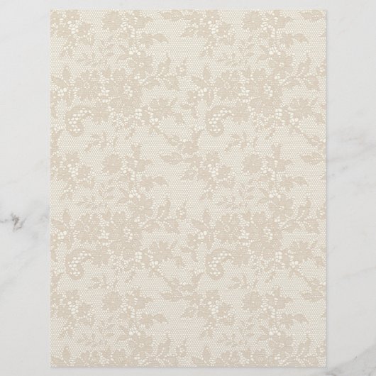 ベージュ色レースオンアイボリーアーツ&クラフトスクラップブック紙 (正面)