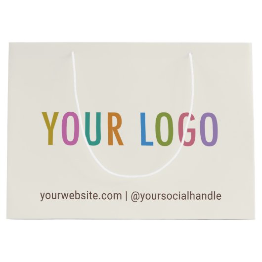 ベージュ色ロゴ用紙クリームカスタム抱き枕 ラージペーパーバッグ (正面)