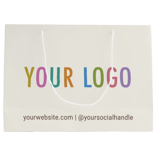 ベージュ色ロゴ用紙クリームカスタム抱き枕 ラージペーパーバッグ (裏面)