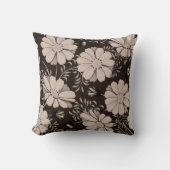 ベージュ色及び黒色花柄 クッション (正面)