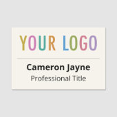 ベージュ色名タグピン会社ロゴプロフェッショナルバッジ 名札 (正面)