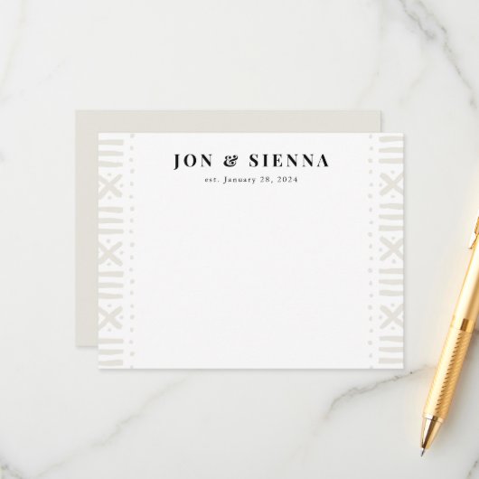 ベージュ色棒布縁どのカップル文房具 エンクロージャーカード (正面/裏面インサイチュ)