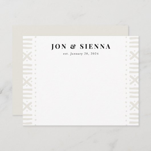 ベージュ色棒布縁どのカップル文房具 エンクロージャーカード (正面/裏面)