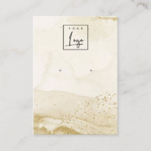 ベージュ色水彩金ゴールドスタッドイヤリングロゴディスプレイ