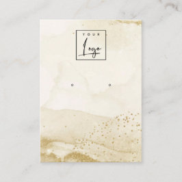 ベージュ色水彩金ゴールドスタッドイヤリングロゴディスプレイ 名刺