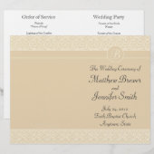 ベージュ色結婚のサービス・セレモニー・プログラム (正面/裏面)