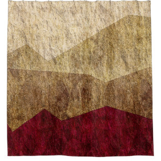 ベージュ色、タン、ブラウンのあずき色のグラフィック シャワーカーテン