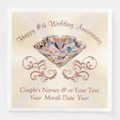 ベージュ色、バラ金ゴールドアニバーサリーナプキンスパーソナライズされた、 (正面)