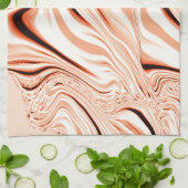 ベージュ色、曲線茶色の円柱の色合いの波紋 キッチンタオル (折り畳み)