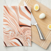 ベージュ色、曲線茶色の円柱の色合いの波紋 キッチンタオル (四つ折り)