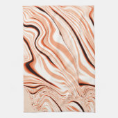 ベージュ色、曲線茶色の円柱の色合いの波紋 キッチンタオル (縦)