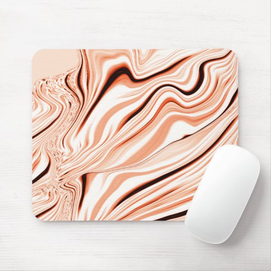ベージュ色、曲線茶色の円柱の色合いの波紋 マウスパッド (マウス)