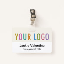 ベージュ色PVC名バッジ横ロゴ作業IDラベル