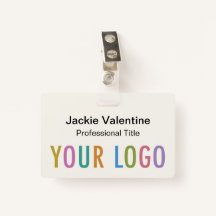 ベージュ色PVC名バッジ（リールクリップまたはラニヤード）