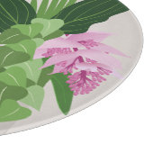 ベージュ花瓶の熱帯メディニラピンクの花 カッティングボード (角)