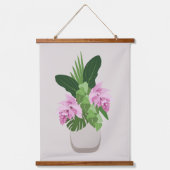 ベージュ花瓶の熱帯メディニラピンクの花 吊り下げ型タペストリー (正面)