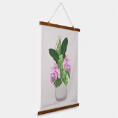 ベージュ花瓶の熱帯メディニラピンクの花 吊り下げ型タペストリー (傾斜あり)