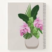 ベージュ花瓶名の熱帯メディニラピンクの花 ノートブック (裏面)