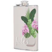 ベージュ花瓶名の熱帯メディニラピンクの花 フラスク (左)