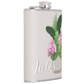 ベージュ花瓶名の熱帯メディニラピンクの花 フラスク (右)