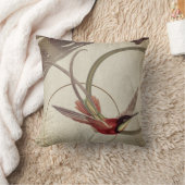 ベージュ芸術的ーミングバードデザイン |緑 クッション (ブランケット)