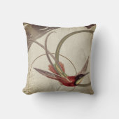 ベージュ芸術的ーミングバードデザイン |緑 クッション (正面)