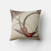 ベージュ芸術的ーミングバードデザイン | Taupe クッション (裏面)