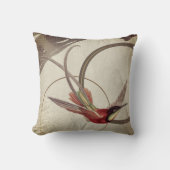 ベージュ芸術的ーミングバードデザイン | Taupe クッション (正面)