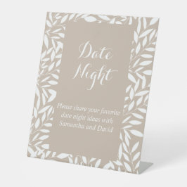 ベージュ葉ブライダルシャワーフローラミニマル 台座サイン