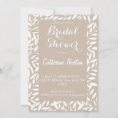 ベージュ葉ブライダルシャワーフローラミニマル 招待状 (正面)