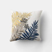 ベージュ葉色の熱帯抽象芸術 クッション (裏面)