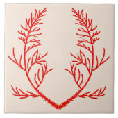 ベージュ葉陶瓦の上の杉の木 タイル (正面)