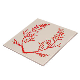 ベージュ葉陶瓦の上の杉の木 タイル