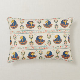 ベージュ装飾エジプトのテフナットパターン アクセントクッション