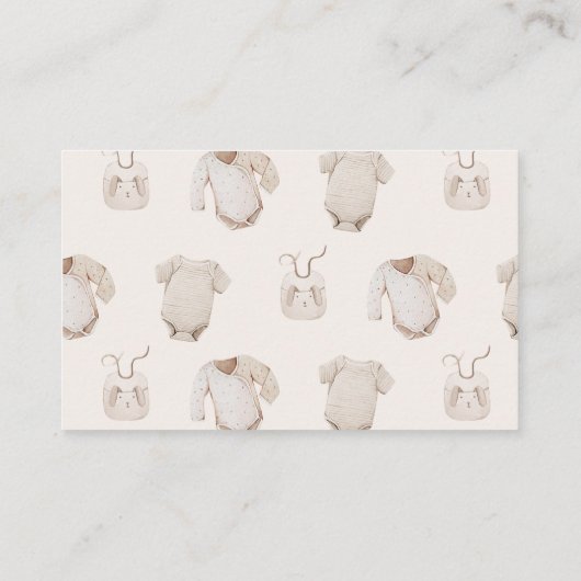 ベージュ赤ちゃん服ベビーシャワーギフトノート挿入 名刺 (裏面)