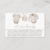 ベージュ赤ちゃん服ベビーシャワーギフトノート挿入 名刺 (正面)