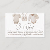 ベージュ赤ちゃん服ベビーシャワーブックリクエストの挿入 名刺 (正面)